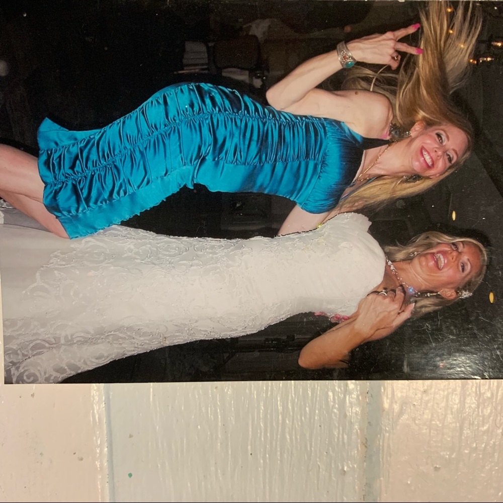 Royal blue satin dress